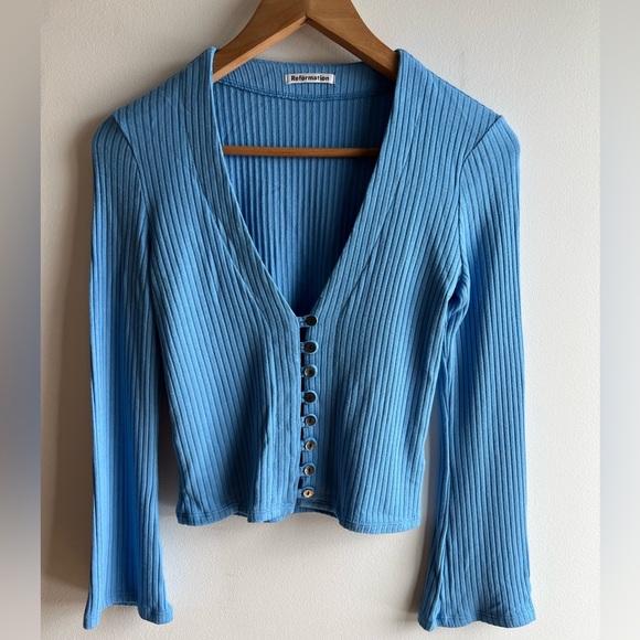 Reformation Gellar Blue Top Size Small - Picture 3 of 5